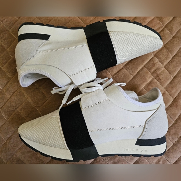 Balenciaga EU 42 US 9 UK 8 Race Runners Black White Blanc Noir Speed Track ITALY - Picture 11 of 13